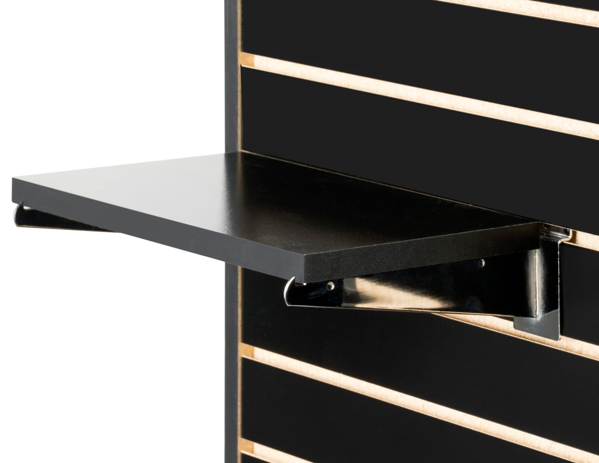 14" Black Slatwall Shelf Compatible with Standard Gondolas