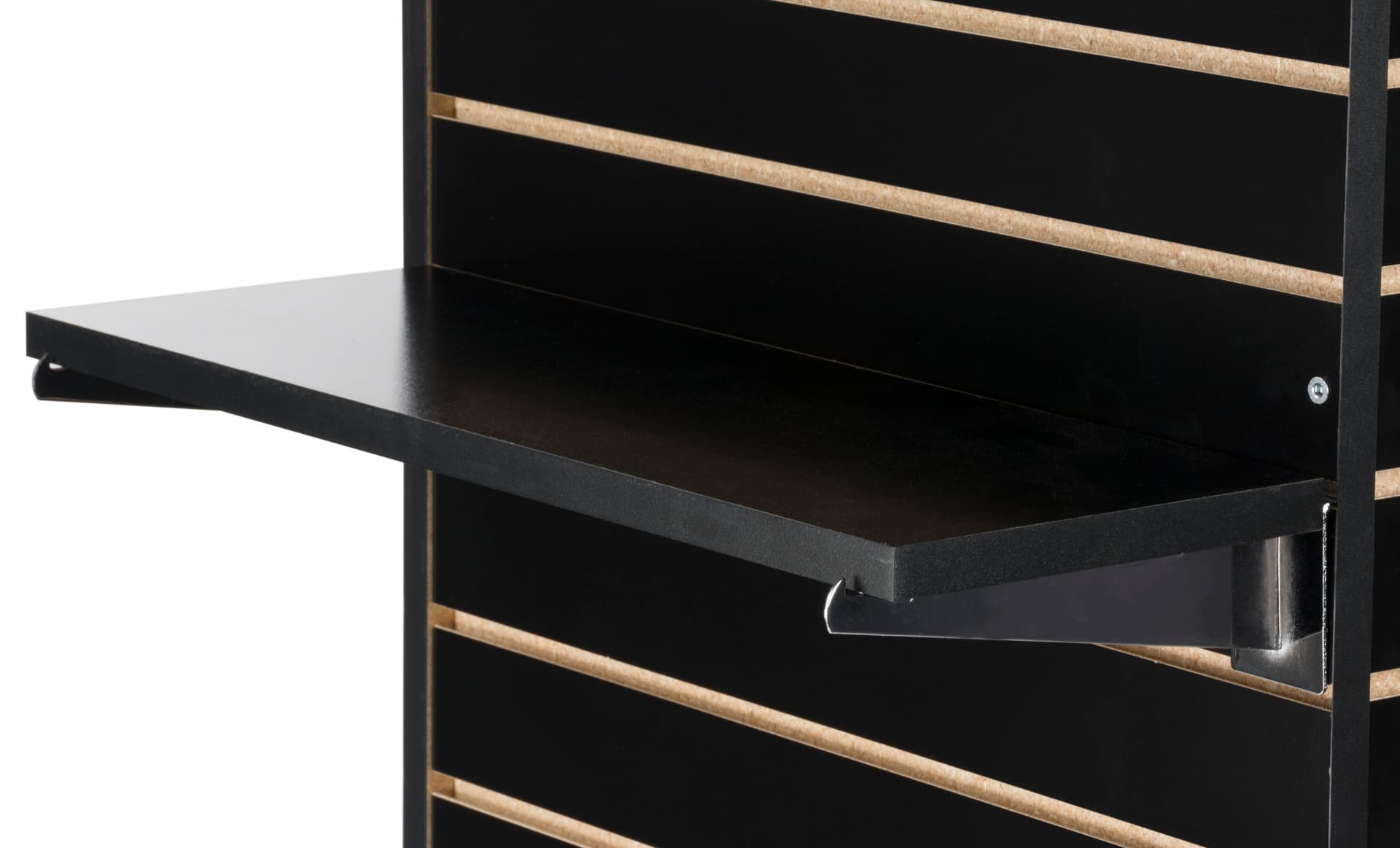 22.25" Black Slatwall Shelf with Chrome Knife Brackets