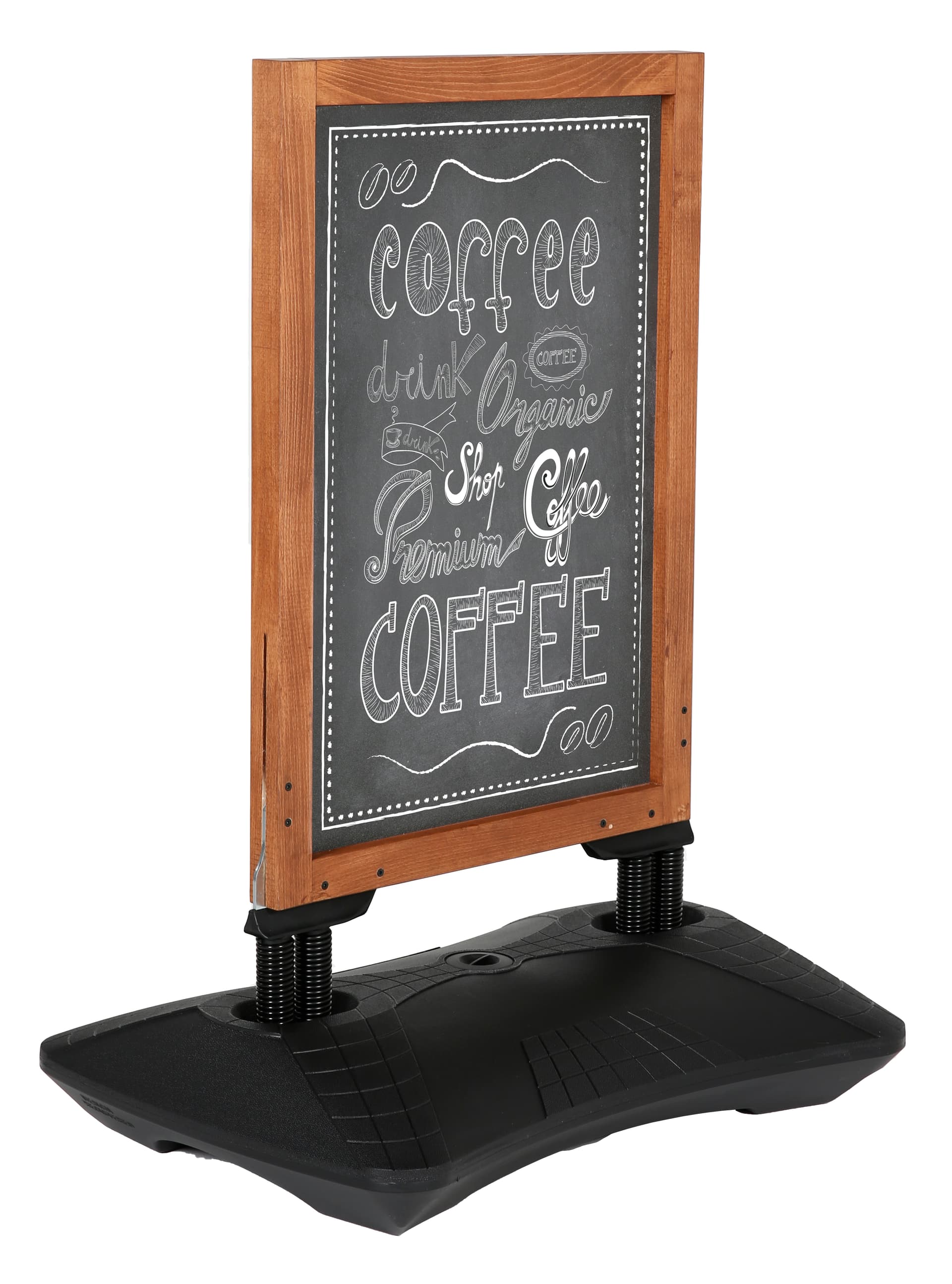 Magnetic chalkboard sign with spring connectors for wind resistance