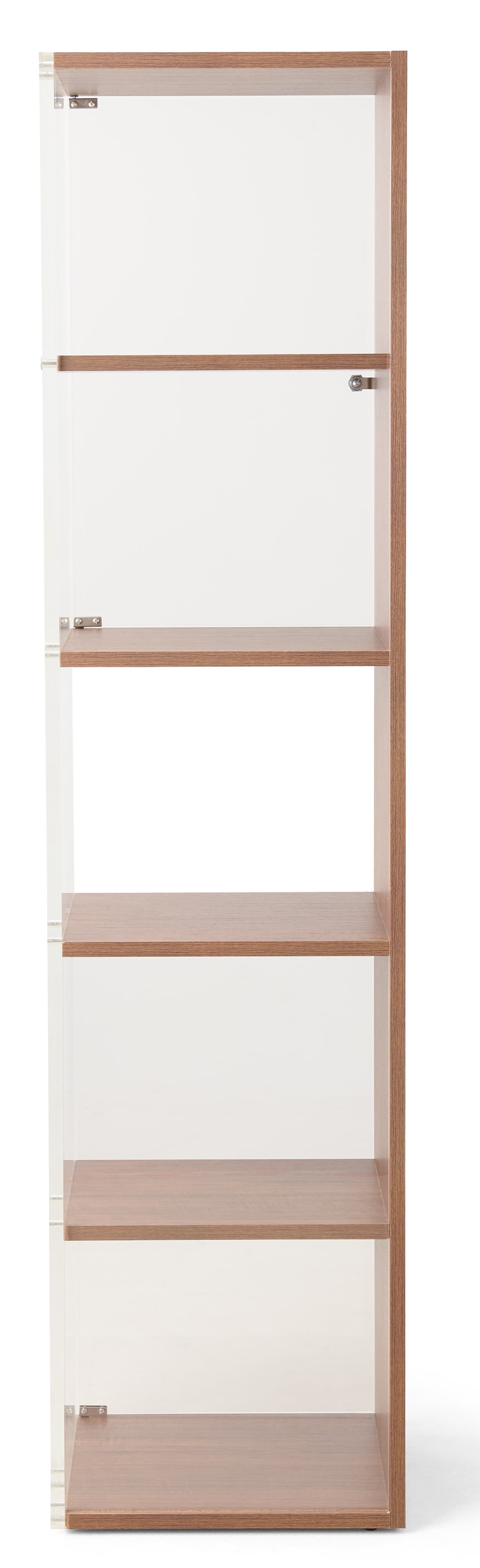Narrow display case with 13 inch shelf clearance 