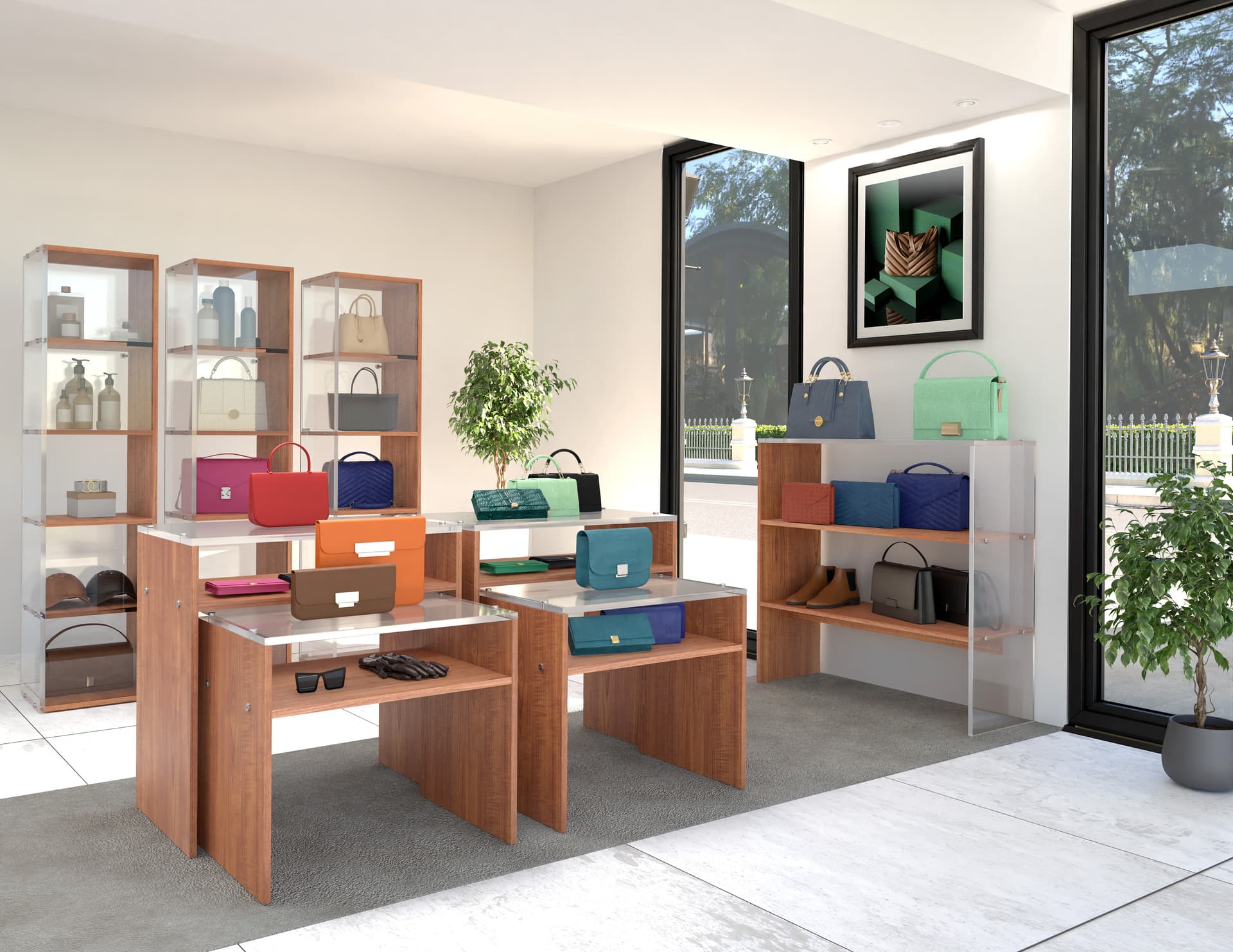 Wood nesting tables for retail display is knock down assemble 