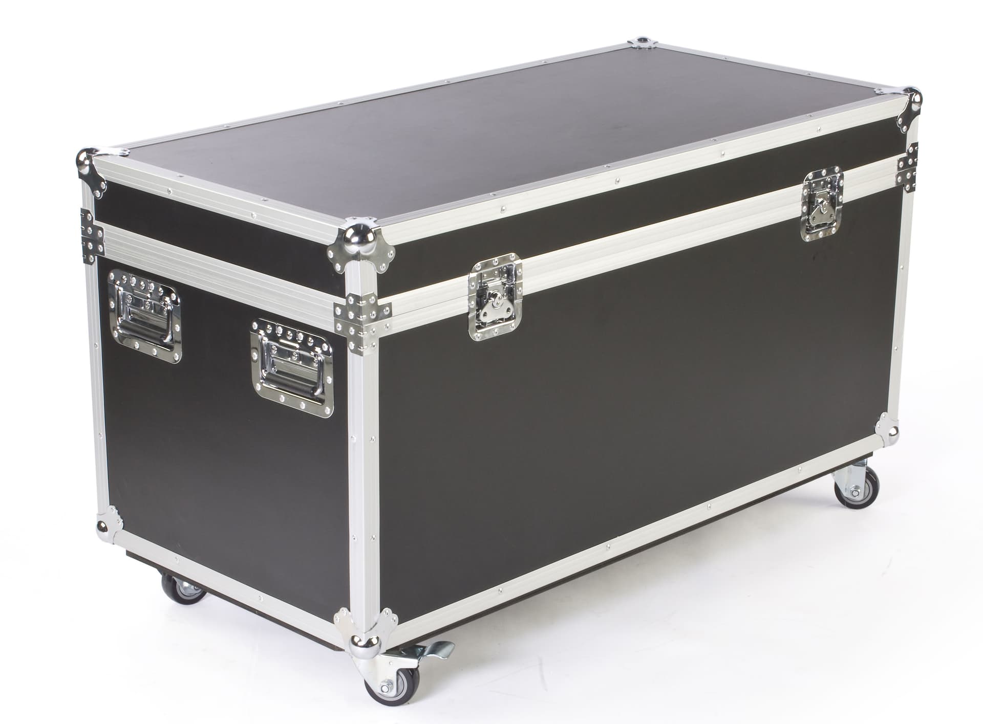 Storage case with wheels and handles