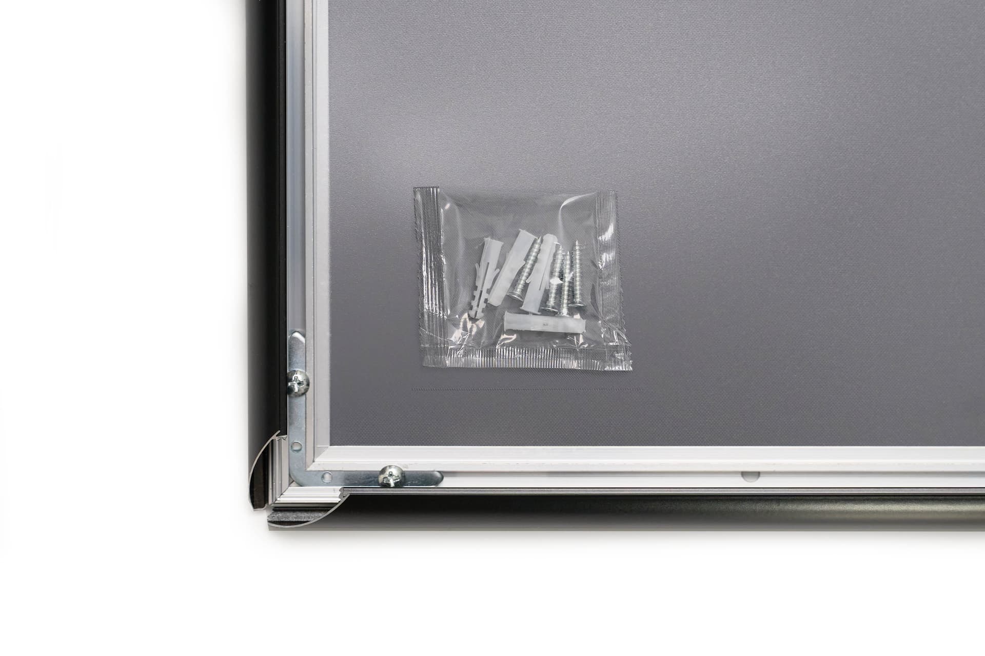 Aluminum snap frame with hanging hardware 