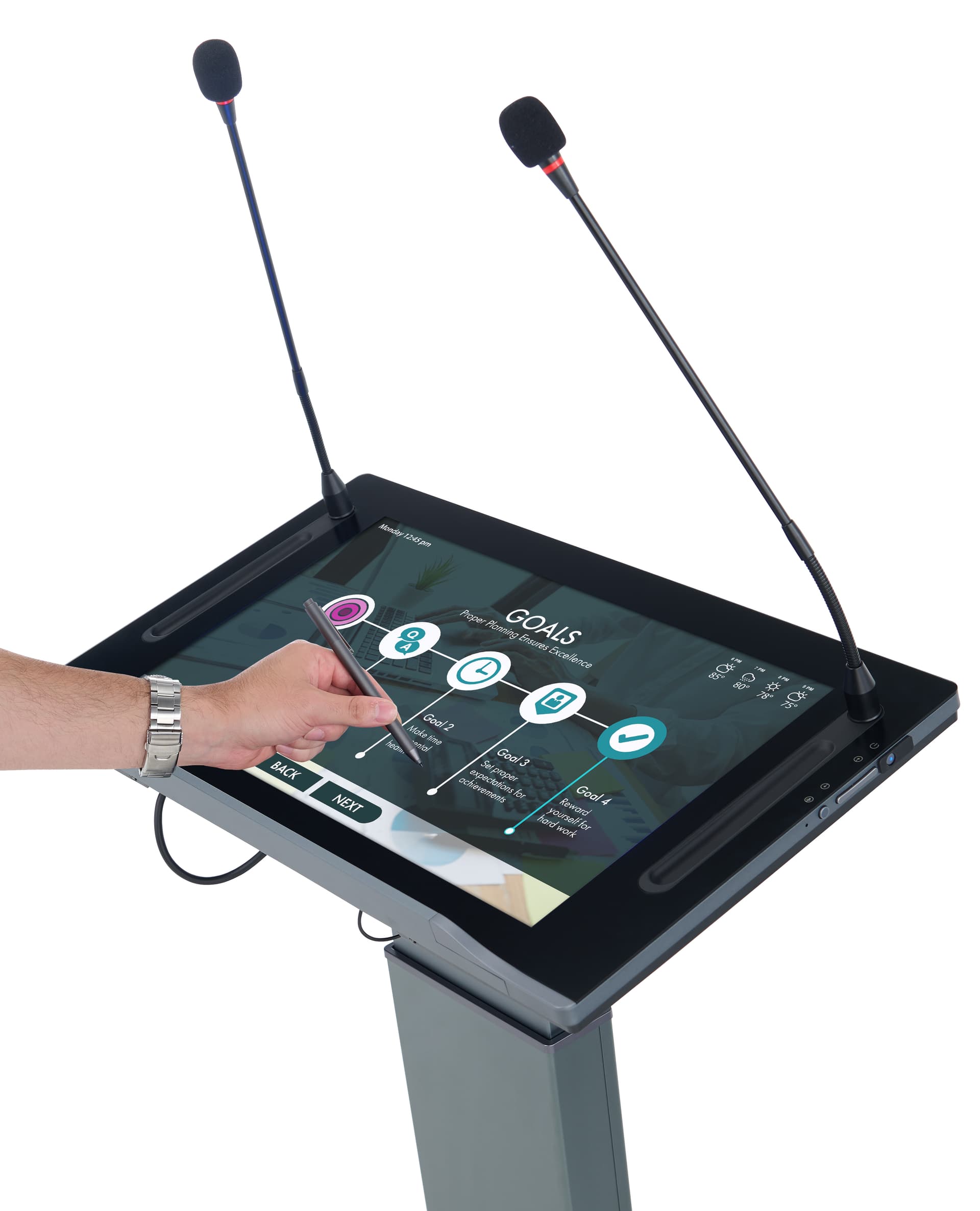 Smart digital podium with 21.5 inch PCAP touch screen 
