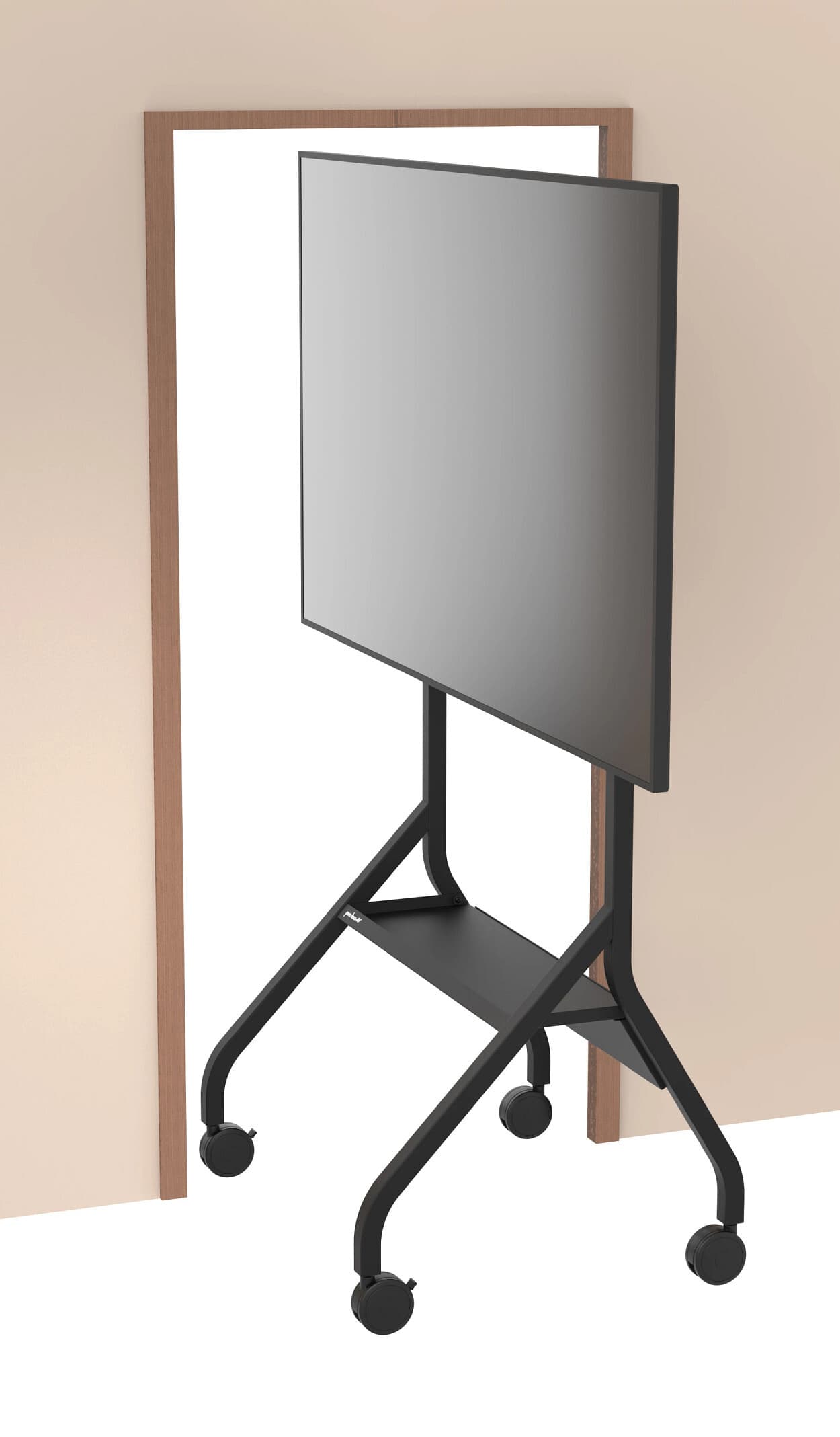 Mobile TV cart can easily fit through most standard sized doorways