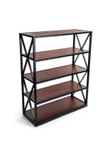50.5-inch tall dark wood and metal display shelving
