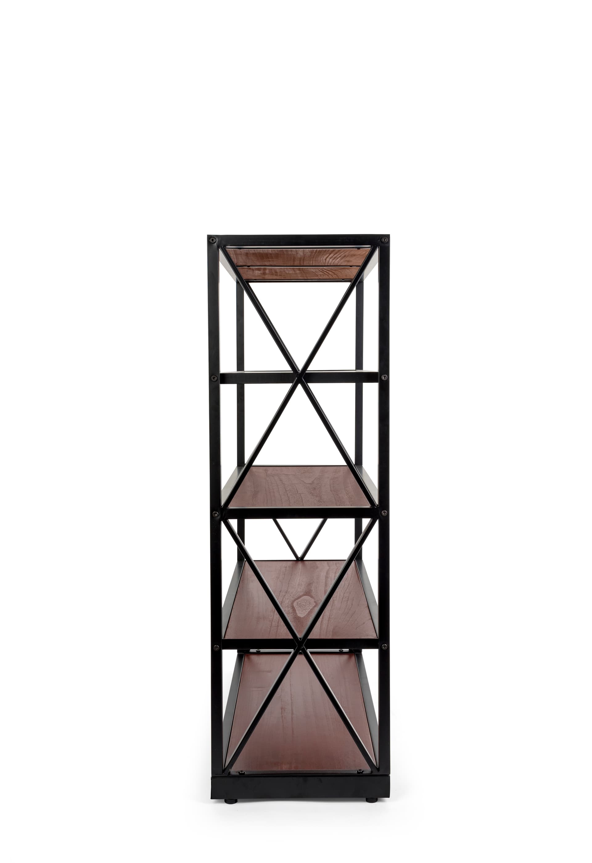 wood and metal display shelving for vertical storage