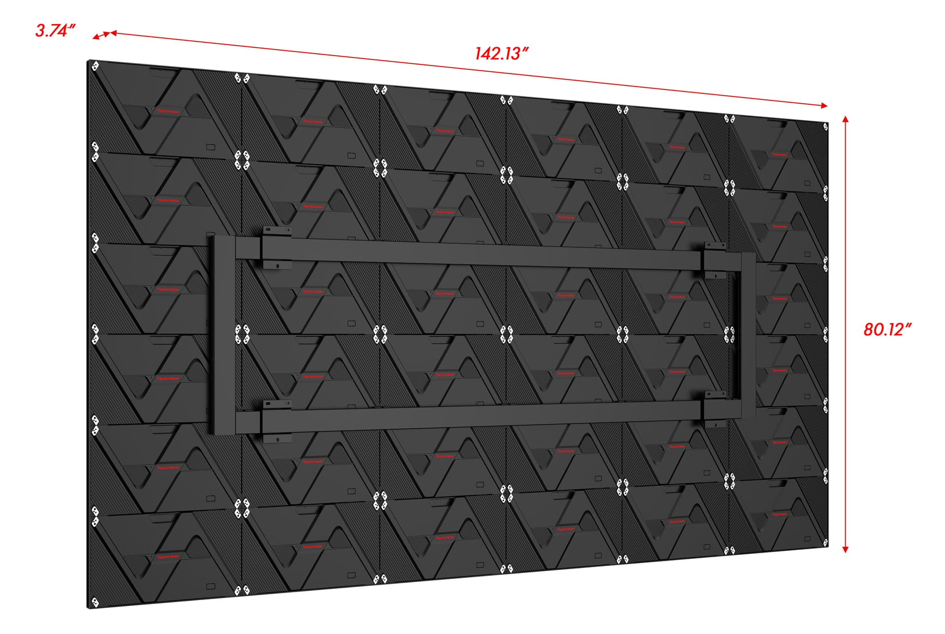 Direct View LED Video Wall with overall dimensions of 142 inches in width by 80 inches in height