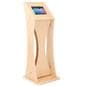 Wooden iPad floor stand in durable natural wood laminate finish