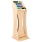 Wooden iPad kiosk with graphics with modern design