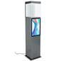 Exhibit pedestal case with video screen is ideal for showcasing sale items 