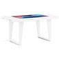 Interactive touch screen table is designed with collaboration in mind due to its 360 degree access to the screen