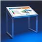 Edge lit horizontal touch screen kiosk shown in dark space to showcase the illuminated LED strip feature
