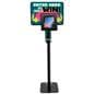 Height adjustable iPad display with graphics made from black steel