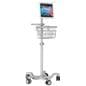 Medical mobile iPad cart with clean white aluminum construction