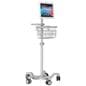 Mobile tablet cart for Surface Pro with clean white aluminum construction
