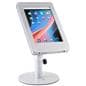 Silver adjustable countertop iPad stand rotates and swivels