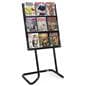 30.5 inch x 57.5 inch tiered acrylic literature floor stand with adjustable pockets to hold magazines 