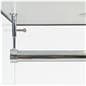 Retail glass wardrobe closeup of the chrome-plated hanging bar