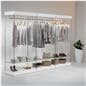 Retail glass wardrobe can be place side-by-side with multiple units for an extended wall display system