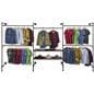 Pipe Outrigger Retail Wall System with 2 Front Facing Clothing Bars