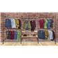 Pipe Wall Mounted Outrigger System Showcasing Apparel in a Retail Store