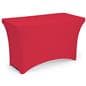 Red stretch table cloth is made of polyester 