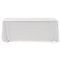 White 3-sided event table cloth with rounded top corners to prevent bunching