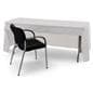 White 3-sided event table cloth with room for seating and storage