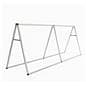 Horizontal a-frame banner display with ground stakes for outdoor use