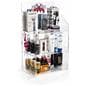 Branded acrylic portable tiered retail shelves with interlocking slots