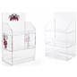 3 shelf countertop acrylic tower stand, features optional custom printing