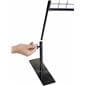 3 black art display panels with 4 legged base 