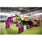 Personalized oval trade show archway in trade show environment