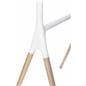 Modern sawhorse-style TV display stand with sturdy wooden legs