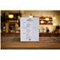 8.5 x 11 recycled acrylic sign holder with a menu in a cafe