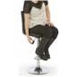 Black Leather Bar Stool with Chrome Base
