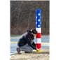 american flag decorative bollard sleeve with elastic bottom opening