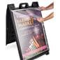 Black snap open a-frame sidewalk sign with anti glare protective lens