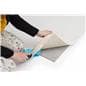 10’ x 20’ white trade show carpet roll shown with accessories