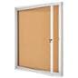 This enclosed aluminum bulletin board has 1 swing style door
