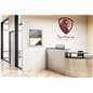 This enclosed aluminum bulletin board includes mounting hardware