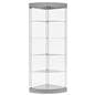 Corner display case with angled design 