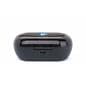 Black promo branded wireless earbuds with charging port
