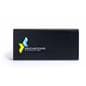 Black high capacity logo power bank with custom graphics messaging 