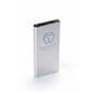 Silver branded power bank with color custom branding