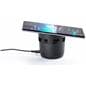Black wireless charging speaker with non-slip powering platform and base