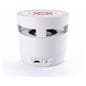 White promotional wireless charger with Bluetooth speaker and 300 mAh battery