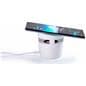 White promotional wireless charger with Bluetooth speaker and non slip platform