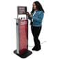 Phone charging station kiosk with custom graphics can simultaneously charge 12 devices